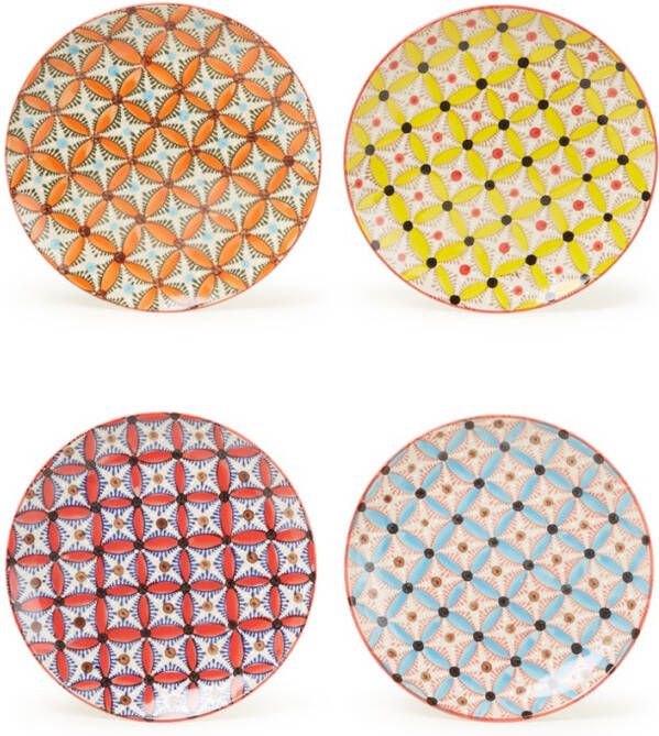 Pols Potten Hippy ontbijtbord 20 cm set van 4