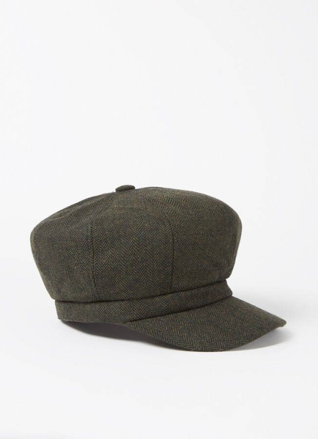Ted Baker Flat cap van wol met visgraatdessin
