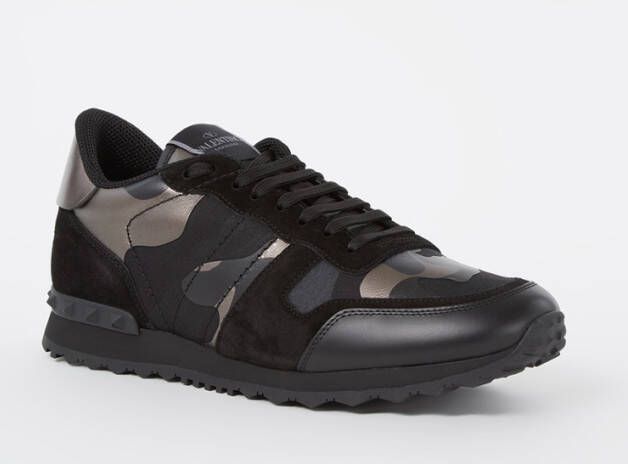 Valentino Rockrunner sneaker van leer met suè, de details