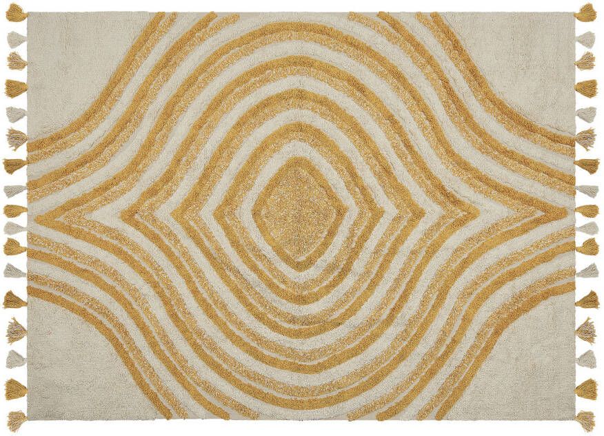 Beliani Bingol Laagpolig beige katoen