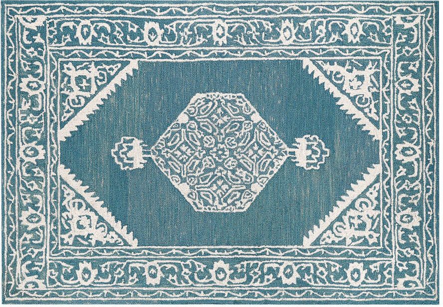 Beliani Gevas Laagpolig blauw wol