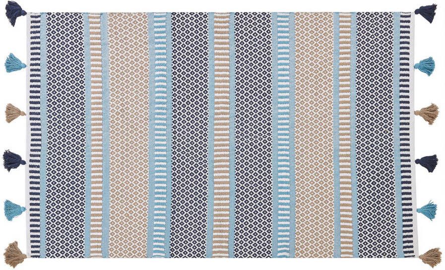 Beliani Marmara Laagpolig blauw katoen