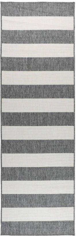 Eva Interior Buiten Loper Balkonkleed Stripes Grijs/wit Dubbelzijdig - 80 X 250cm(M )