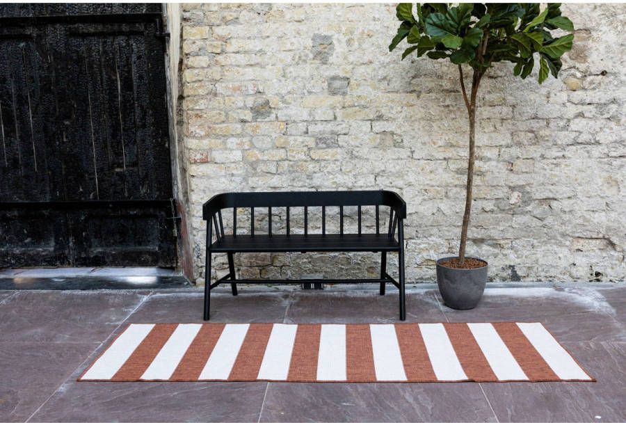 Eva Interior Buiten Loper Balkonkleed Stripes Roest/wit Dubbelzijdig - 80 X 250cm(M )