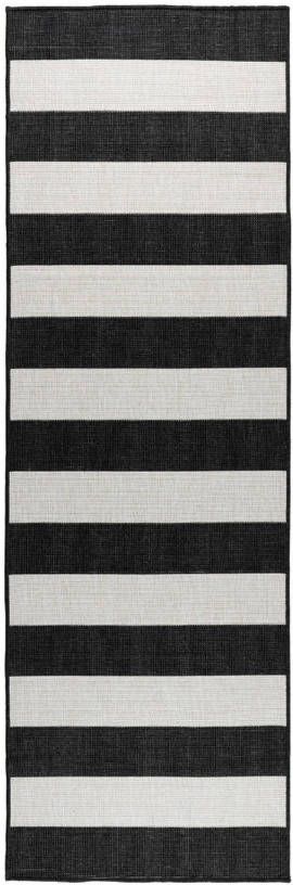 Eva Interior Buiten Loper Balkonkleed Stripes Zwart/wit Dubbelzijdig - 80 X 250cm(M )