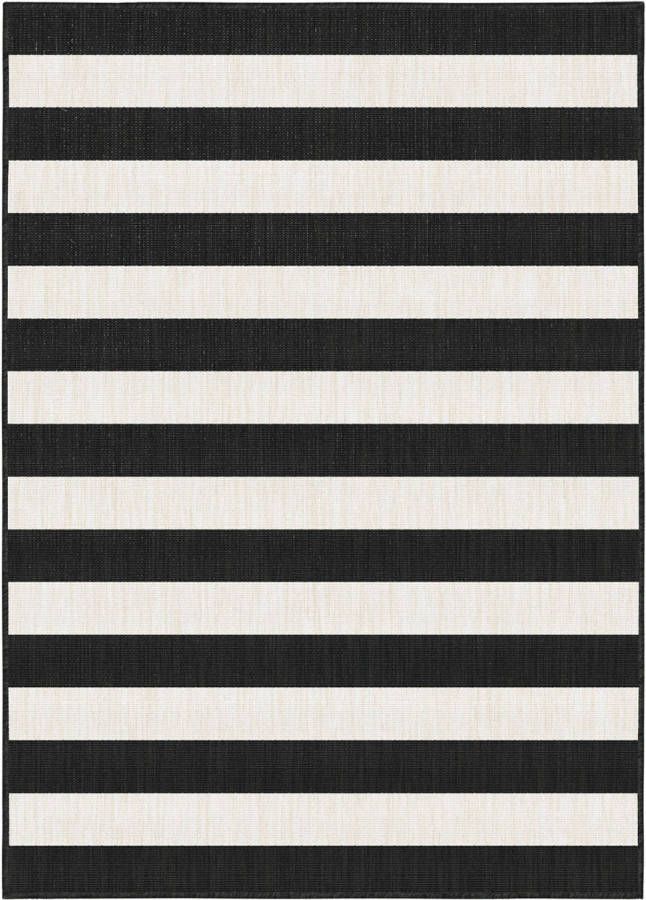 Eva Interior Interieur05 Buitenkleed Stripes zwart/wit dubbelzijdig 240x340 cm