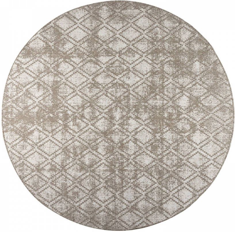 Eva Interior Rond Buitenkleed Frost Bruin/wit Dubbelzijdig - 200 Ø (L )
