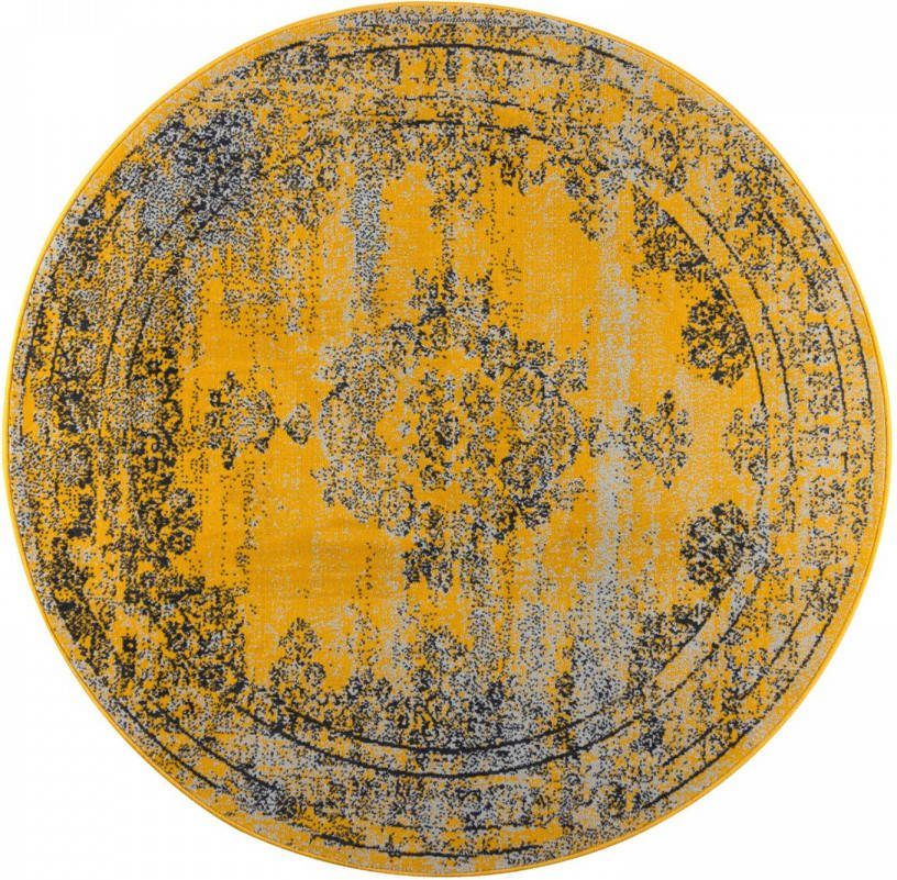 Eva Interior Vintage Vloerkleed Bloom Rond Geel