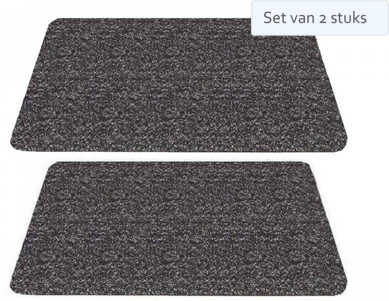 Hamat Set Van 2 Stuks Deurmat/Droogloopmat Aqua Stop Antraciet 50x80cm