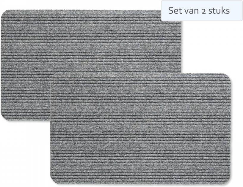 Hamat Set Van 2 Stuks Deurmat/Ribmat Fortuna 40x60cm Grigio