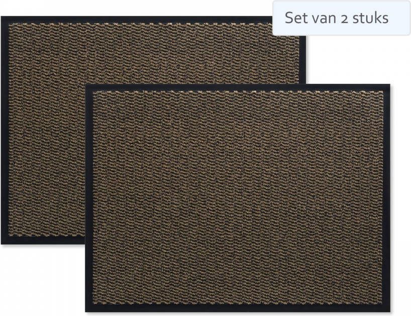 Hamat Set Van 2 Stuks Deurmat/Schoonloopmat 60x80cm Bruin