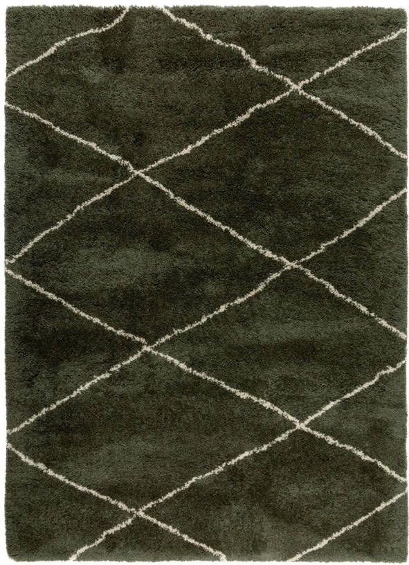 Interieur05 Berber Vloerkleed Hoogpolig Groen/cream 135x190cm (S) Scandinavisch Nea