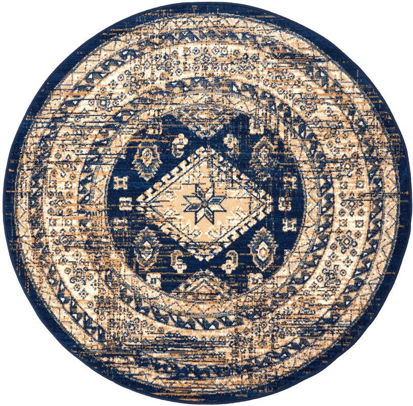 Interieur05 Rond Vintage Vloerkleed Aila Blauw