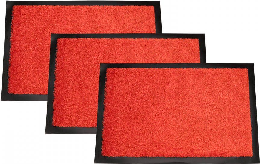 Merkloos Deurmat Jack&apos, s Door 3 Stuks 40x60cm Binnen Droogloopmat Rood