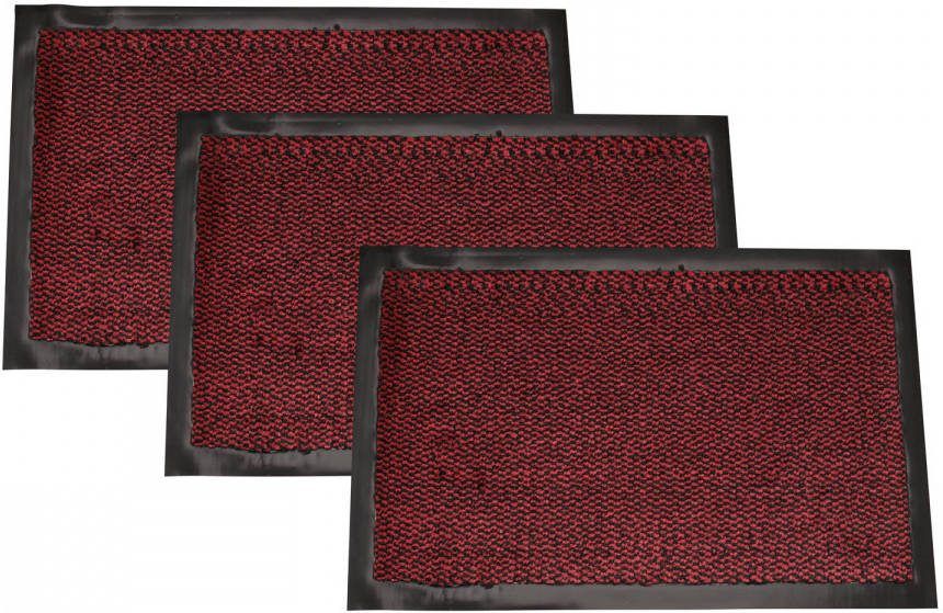 Merkloos Deurmat Jack&apos, s Door 3 Stuks 40x60cm Binnen Droogloopmat Rood