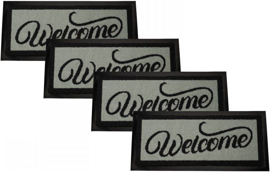 Merkloos Deurmat Jack&apos, s Door 4 Stuks 25x60cm Binnen Droogloopmat Oudgroen