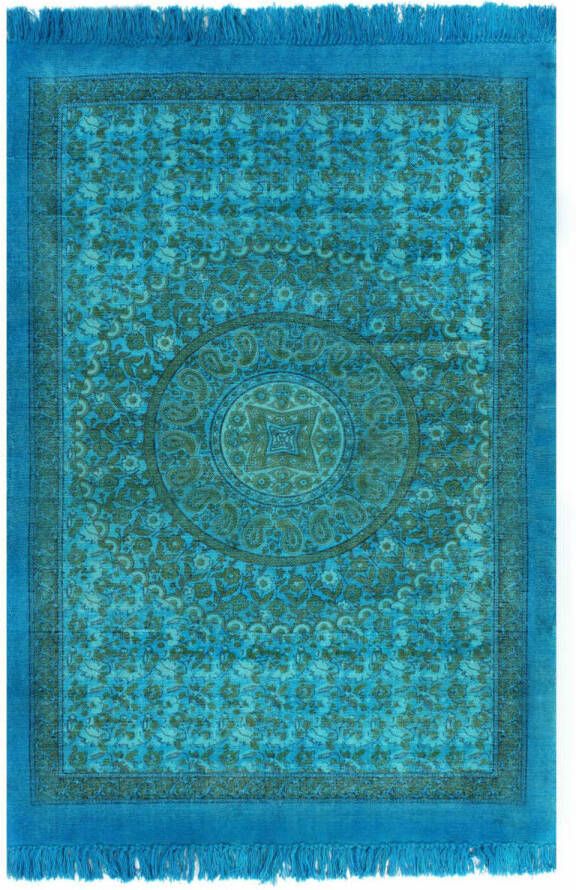 VidaXL Kelim Vloerkleed Met Patroon 160x230 Cm Katoen Turquoise