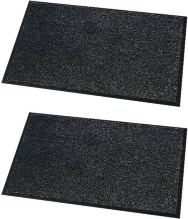 Wicotex 2x Stuks Deurmatten/droogloopmatten Moorea Antraciet Grijs 40 X 60 Cm Deurmatten