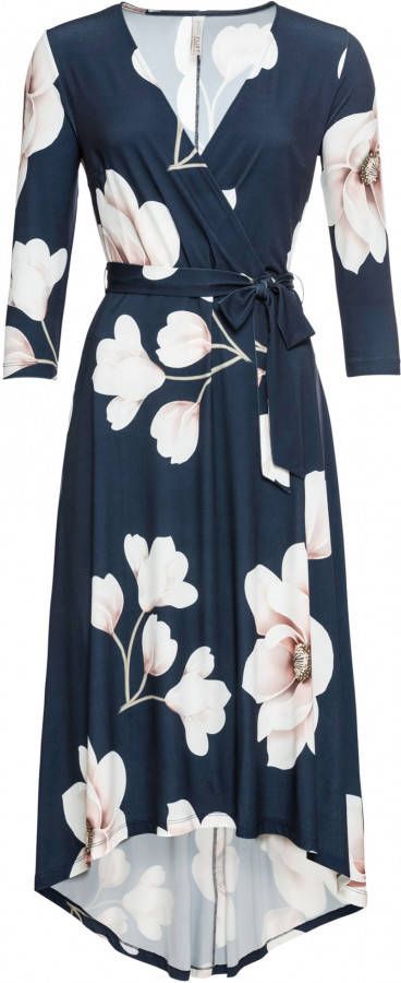 BODYFLIRT boutique High-low jurk, donkerblauw/roze/wit gebloemd