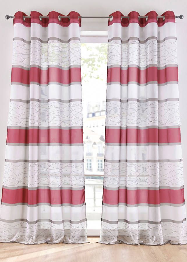 bonprix Transparant gordijn met dwarsstrepen(1 stuk )