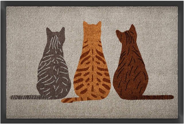 Deurmat met katten, beige, hoofdmateriaal: 100% polyamide