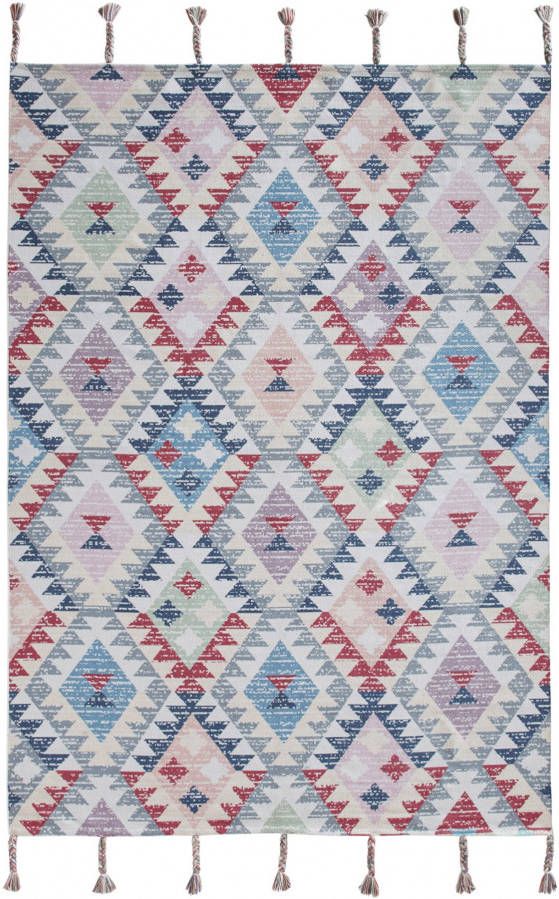 bonprix Kelim vloerkleed met gekleurde franjes