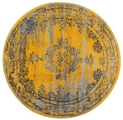 Eva Interior Rond Vloerkleed Bloom Polypropyleen Okergeel