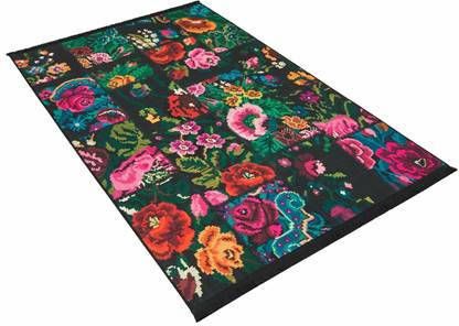 FlyCarpets Adrasos Patchwork Zwart Vloerkleed Gebloemd