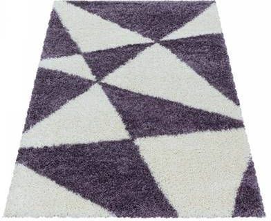 FlyCarpets Azure Hoogpolig Paars Vloerkleed Geo 80x150 cm