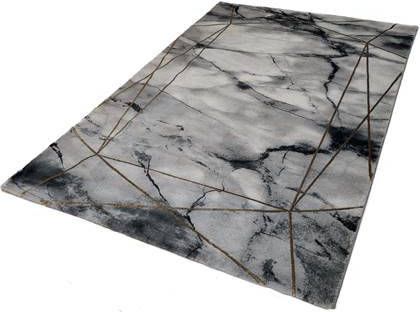 FlyCarpets Carrara Grijs Goud Vloerkleed Marmer Design