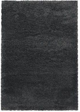 FlyCarpets Hoogpolig Effen Vloerkleed Kleur Grijs 120x170cm