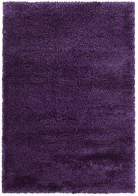 FlyCarpets Hoogpolig Effen Vloerkleed Kleur Paars 80x150cm