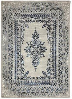 FlyCarpets Joan Vintage Blauw Vloerkleed Medaillon