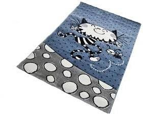 FlyCarpets Kids Kat Blauw Grijs Vloerkleed Kinderkamer