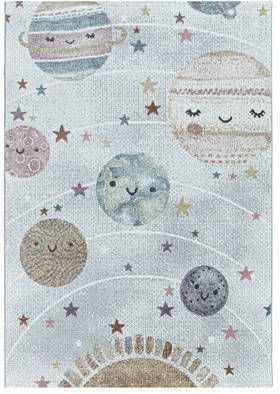 FlyCarpets Kids Kinderkamer Multi Vloerkleed Planeten