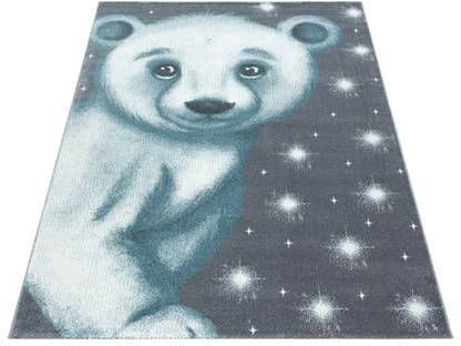 FlyCarpets Kinderkamer Blauw Grijs Vloerkleed Beer