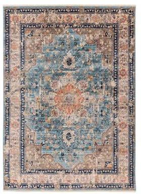 FlyCarpets Petra Vintage Blauw Vloerkleed Medaillon