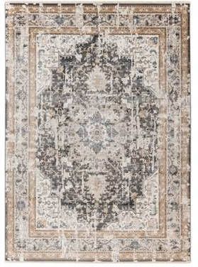 FlyCarpets Petra Vintage Taupe Vloerkleed Medaillon