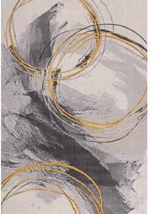 FlyCarpets Sarande Modern Grijs/Geel Vloerkleed Cirkels