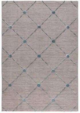 FlyCarpets Ursula Modern Grijs/Blauw Vloerkleed Geruit