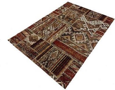 FlyCarpets Van Gogh Vintage Patchwork Rood/Beige Vloerkleed