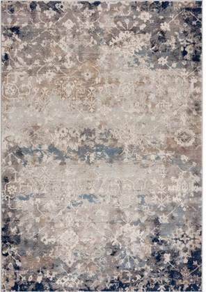 FlyCarpets Vintage Beige Blauw Vloerkleed