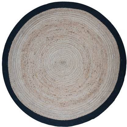 Home67 Vloerkleed Jute Rond Naturel/Zwart ø120 cm