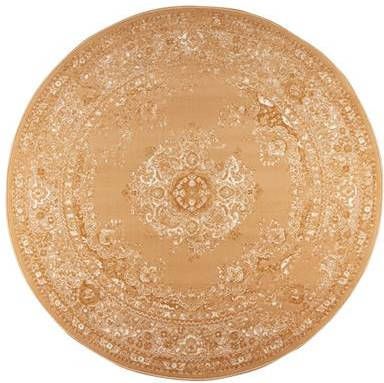 Interieur05 Rond Vintage Vloerkleed Keshan Cognac/bruin 190 Ø (L )