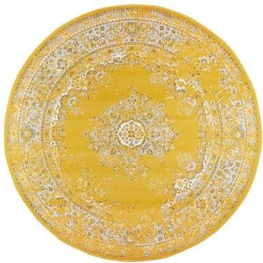 Interieur05 Rond Vintage Vloerkleed Keshan Geel 190 Ø (L )
