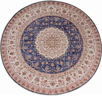 LavandouX Vloerkleed Tapijt Ghafsai Crème/blauw Rond Ø120