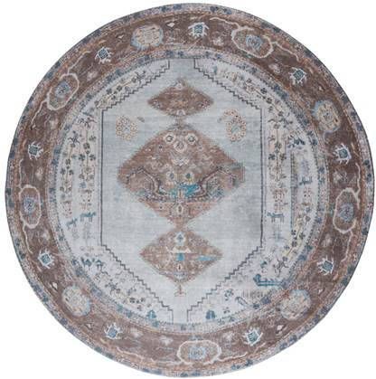 Veer Carpets Vloerkleed Karaca Blue/Brown 06 Rond ø120 cm