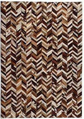 vidaXL Vloerkleed chevron patchwork 80x150 cm echt leer bruin/wit