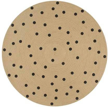 vidaXL Vloerkleed handgemaakt met print polkadot 90 cm jute
