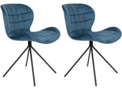 Zuiver OMG Velvet Stoel Limited Edition Set Van 2 Blauw